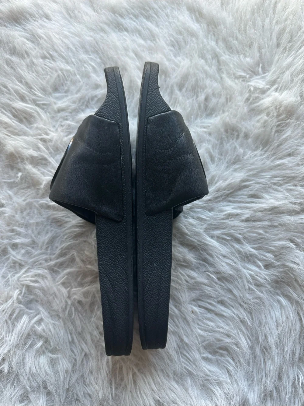 Tory Burch women’s Black Leather double T Logo Lina Slide Sandals 7